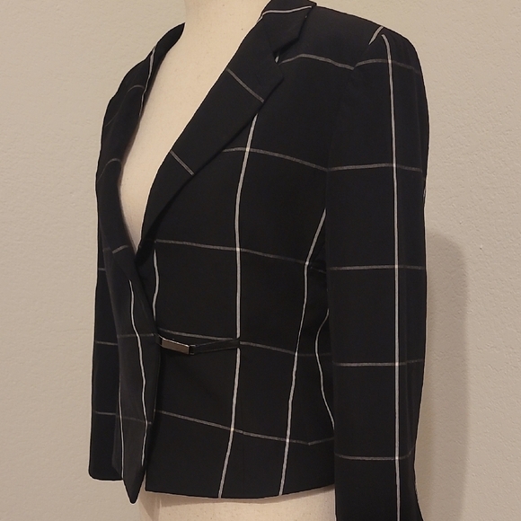 Armani Collezioni Black Blazer with White Grid Pattern - Picture 3 of 4